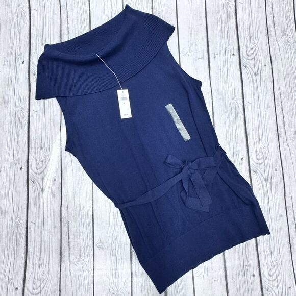 NWT Banana Republic Navy Funnel Neck Light Weight Work Sweater Size Medium - Picture 2 of 5